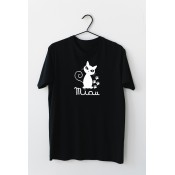 Tricou negru personalizat cu pisicuta Miau 7